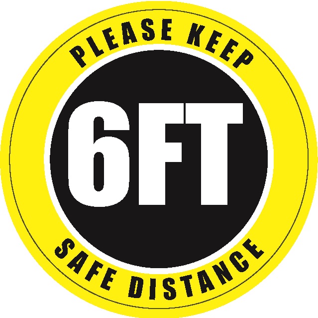12 inch Social Distancing Floor Sign - 6 ft Safe Distance