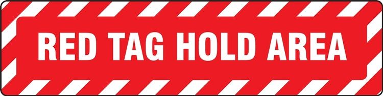6 x 24 Red Tag Holding Area Slip-Gard Floor Sign