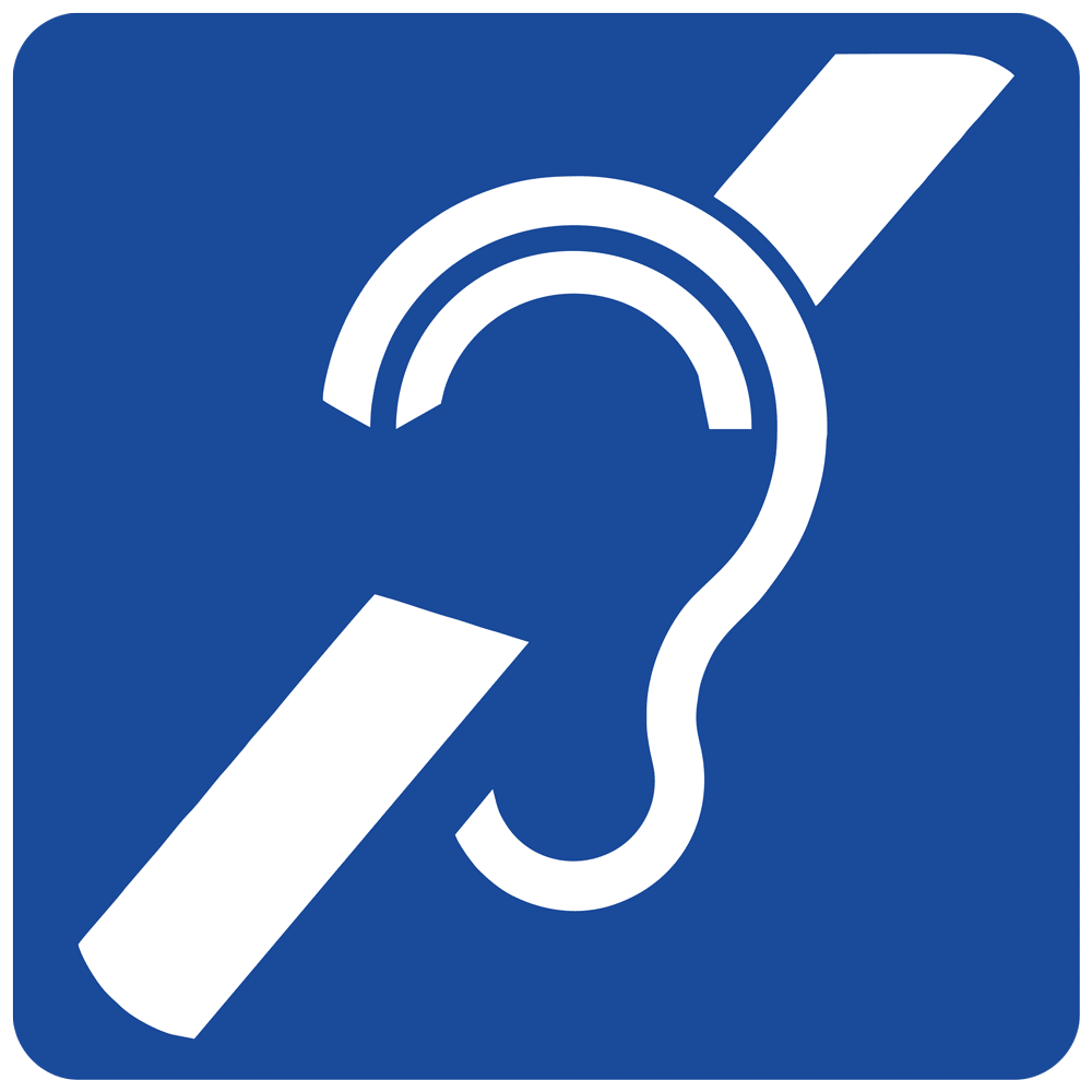 Access for Hearing Impaired Symbol White on Blue Sign NHE28042WHTonBLU