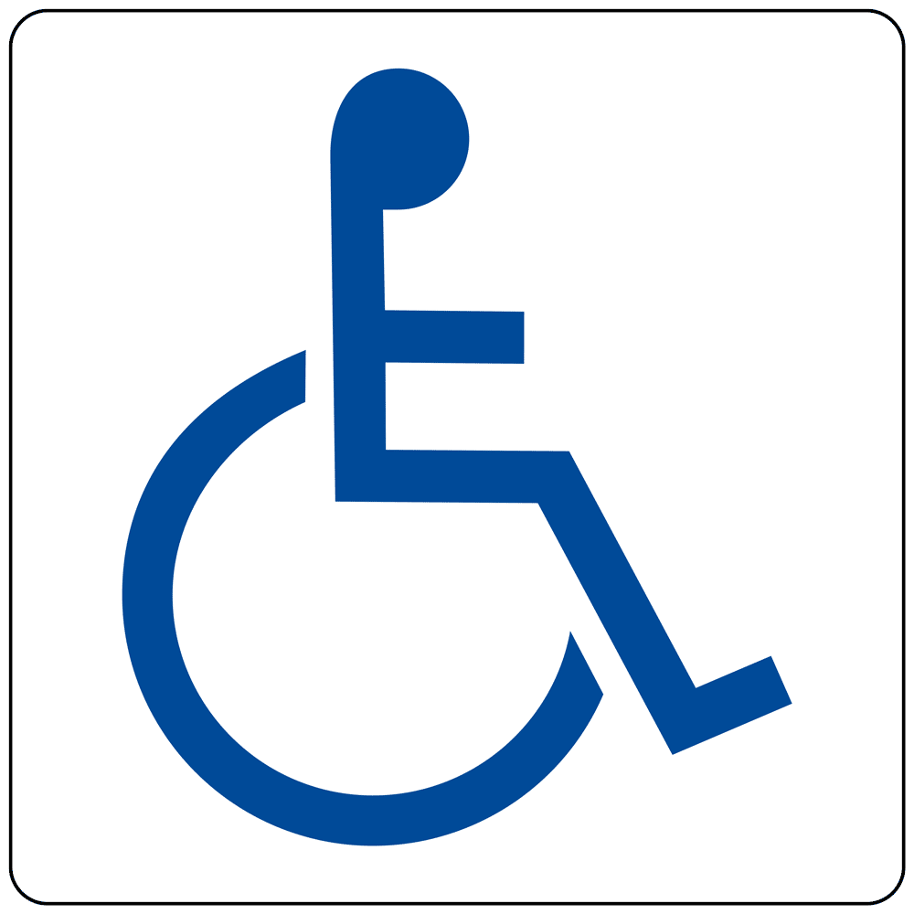 ADA Wheelchair Accessible Symbol Blue on White Sign NHE1BLUonWHT