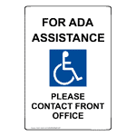 Portrait For ADA Assistance Sign With Symbol NHEP-19459
