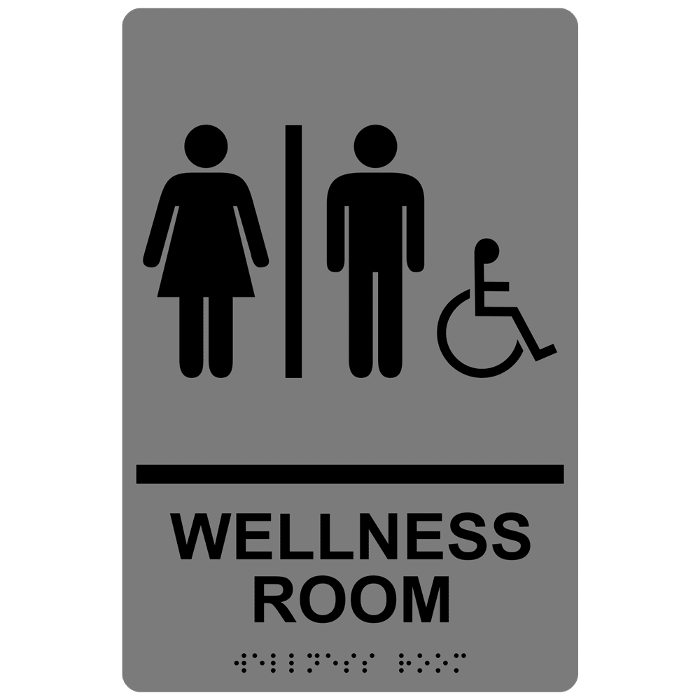 ADA Wellness Room Braille Sign with Symbol RRE50821BLKonGray