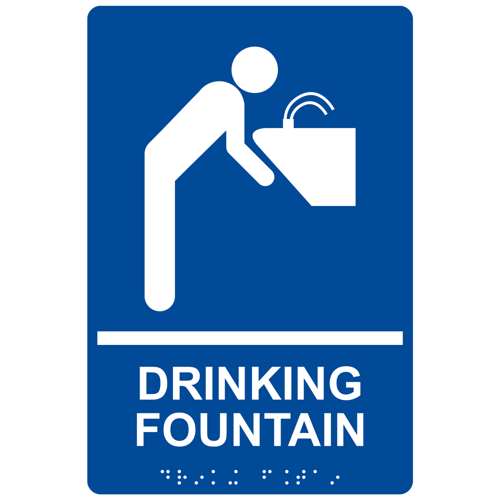 ADA Drinking Fountain Braille Sign RRE-900_WHTonBLU