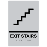 ADA Exit Stairs Braille Sign RRE-225_BLKonSLVR Wayfinding