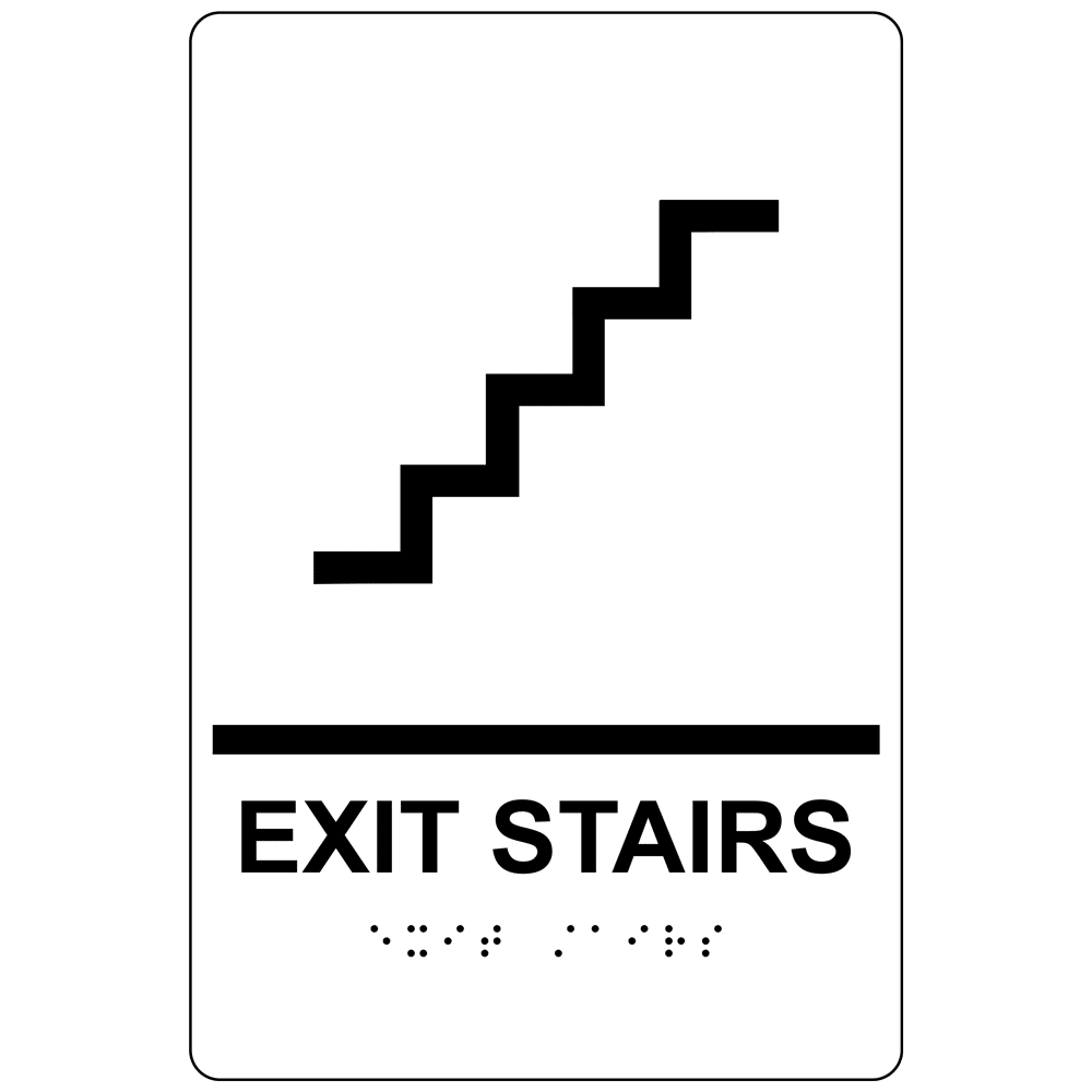 ADA Exit Stairs Braille Sign RRE225_BLKonWHT Wayfinding