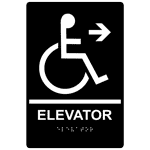 ADA Elevator Braille Sign RRE-14783_WHTonBLK Elevator