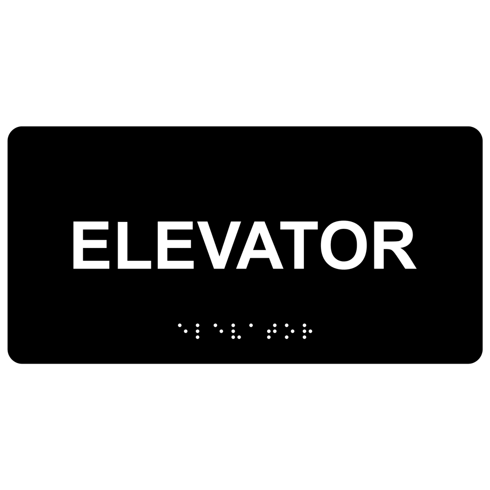 Black ADA Braille Elevator Sign with Tactile Text - RSME-305_White_on_Black