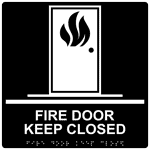 ADA Fire Door Keep Closed Braille Sign RRE-255-99_WHTonBLK