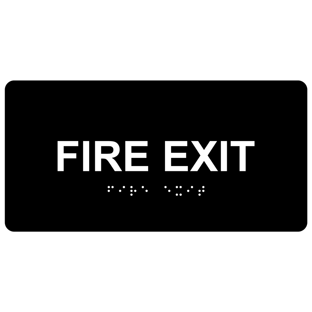 ADA Fire Exit Braille Sign RSME340_WHTonBLK