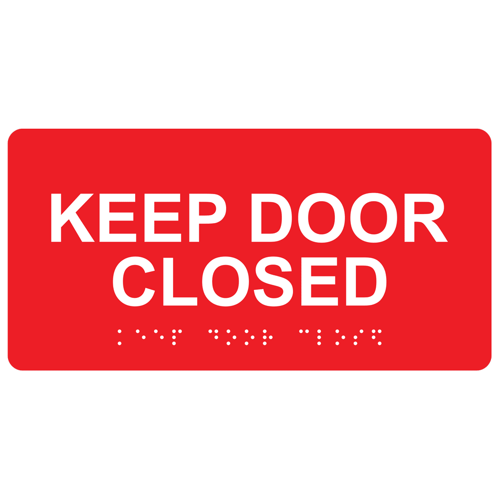 ADA Keep Door Closed Braille Sign RSME380_WHTonRed