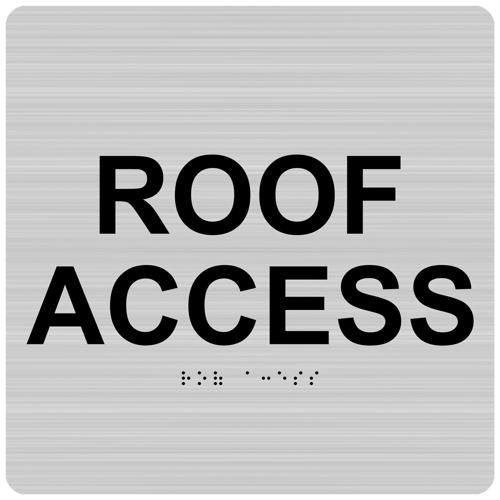ADA Roof Access Braille Roof Access Sign RRE 14825 BLKonBRSLVR