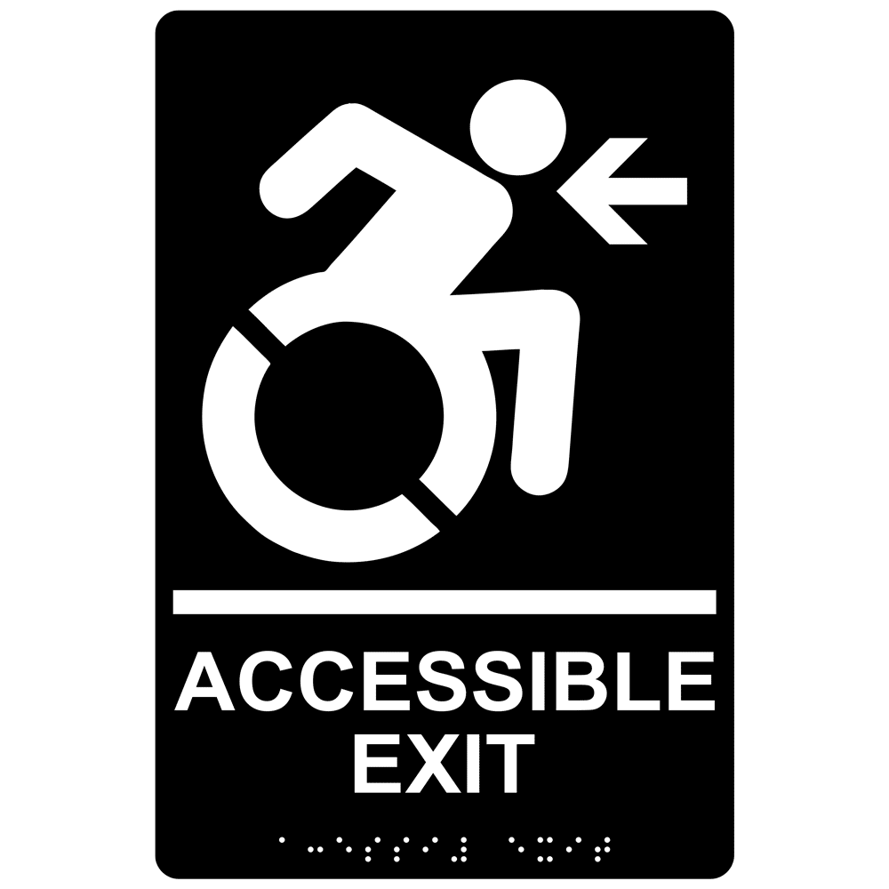 Accessible Exit Braille Sign With Dynamic Accessibility Symbol RRE