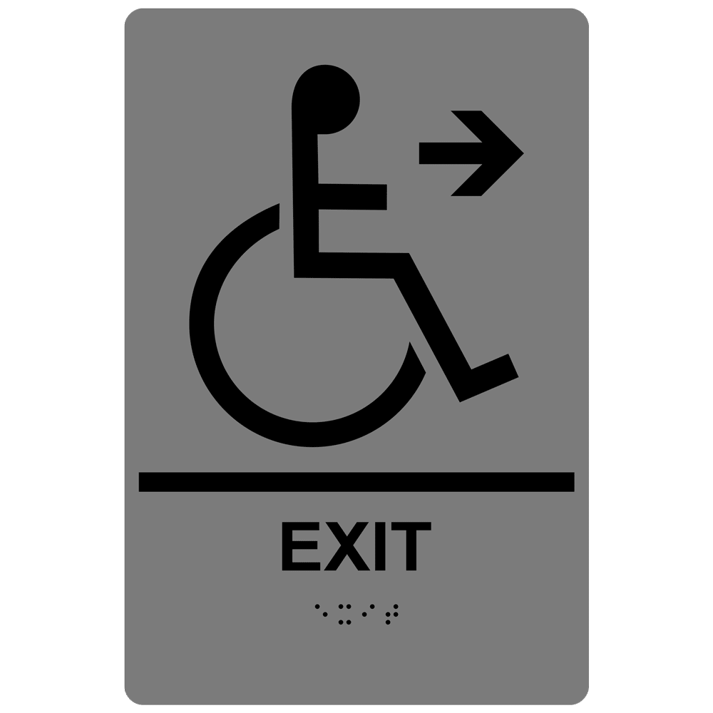 ADA Exit Braille Sign RRE14792_BLKonGray Enter / Exit