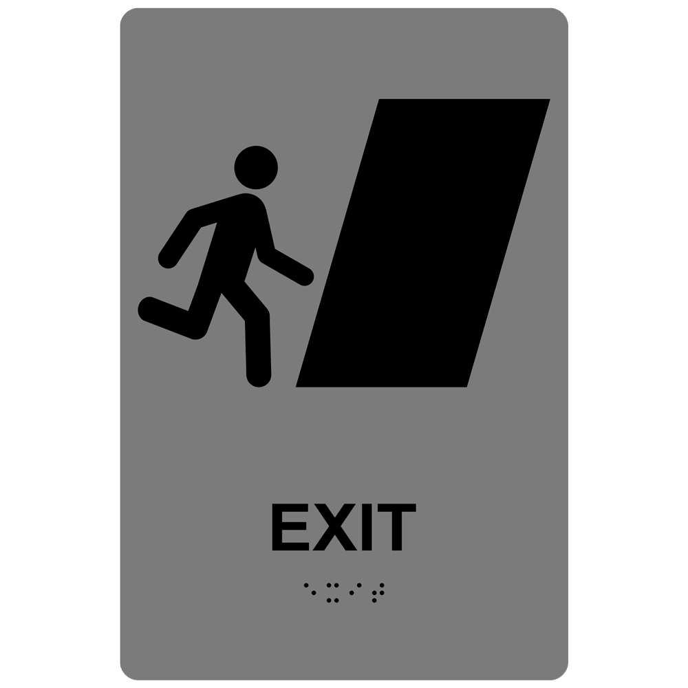 Portrait ADA Exit (Braille = Exit) Sign RRE246_BLKonGray