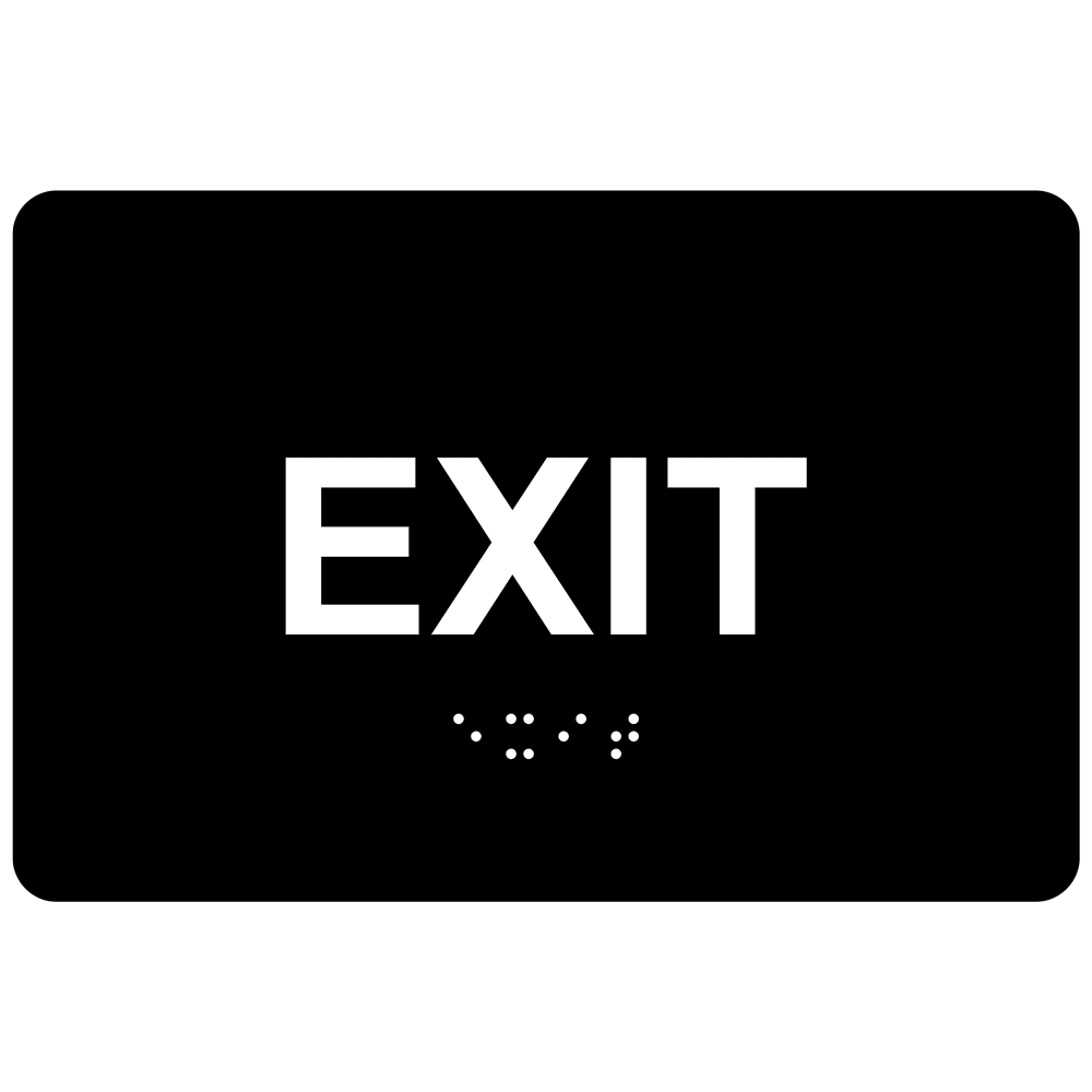 Black ADA Braille EXIT Sign RRE-655_White_on_Black