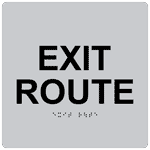 ADA Exit Route Braille Sign RRE-660_BLKonSLVR Enter / Exit
