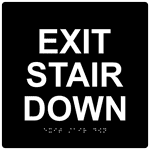 ADA Exit Stair Down Braille Sign RRE-670-99_WHTonBLK Enter / Exit