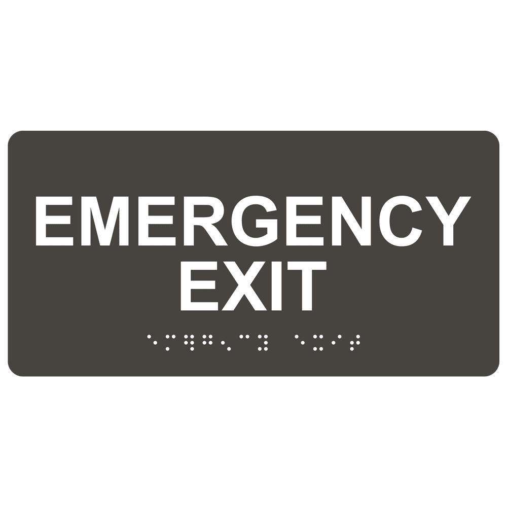 ADA Emergency Exit Braille Sign RSME28041_WHTonCHGRY Emergency/Fire
