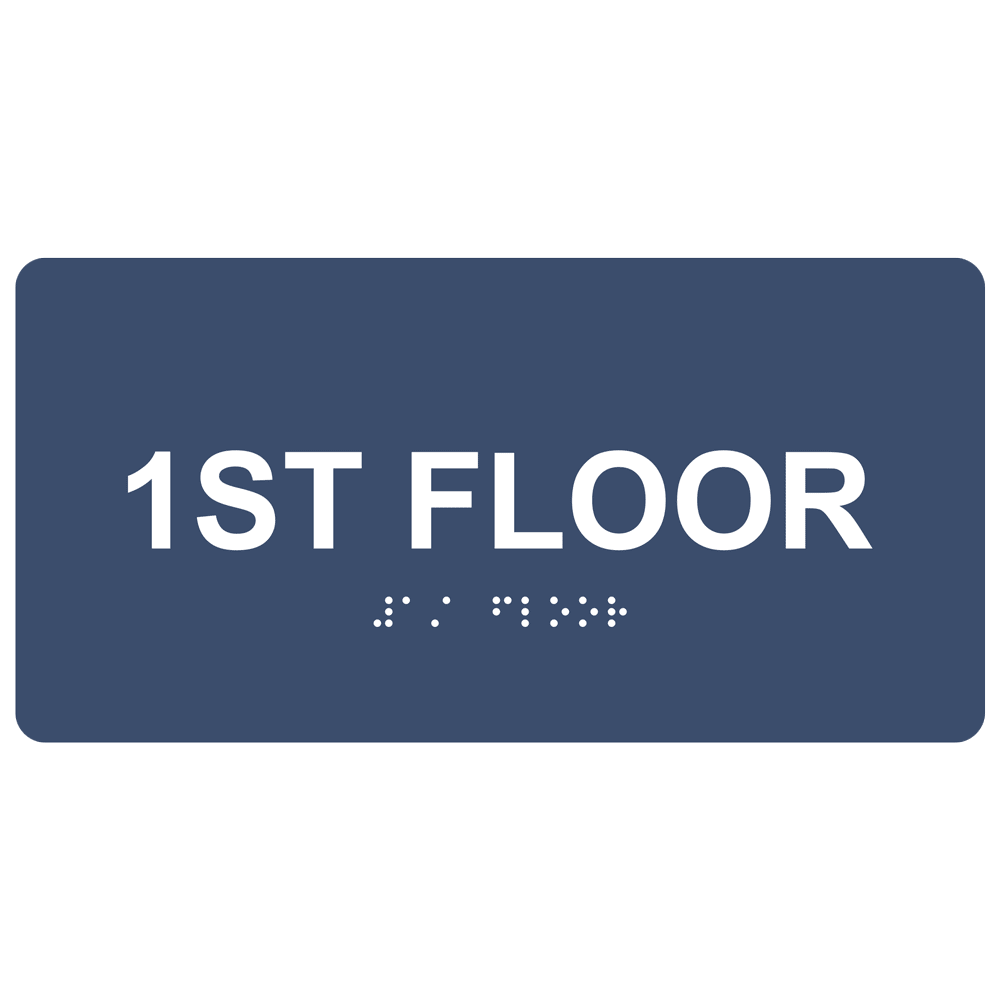 Navy ADA Braille Custom Floor Number Sign with Tactile Text - RSME-250_White_on_Navy