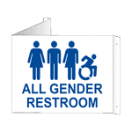All Gender Restroom Sign With Dynamic Accessibility Symbol RRE-25296Tri-BLUonWHT