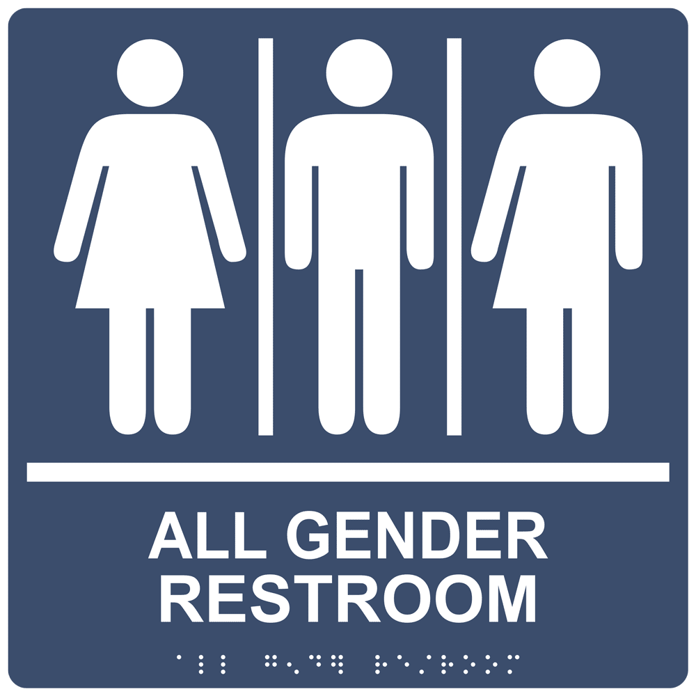 ADA All Gender Restroom Sign RRE-25413-99_WHTonNavy Gender Neutral