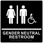 Square ADA Gender Neutral Accessible Restroom Sign RRE-31036-99_WHTonBLK