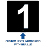 ADA Custom Level Numbering Braille Sign RRE-675-CUSTOM_WHTonBLK