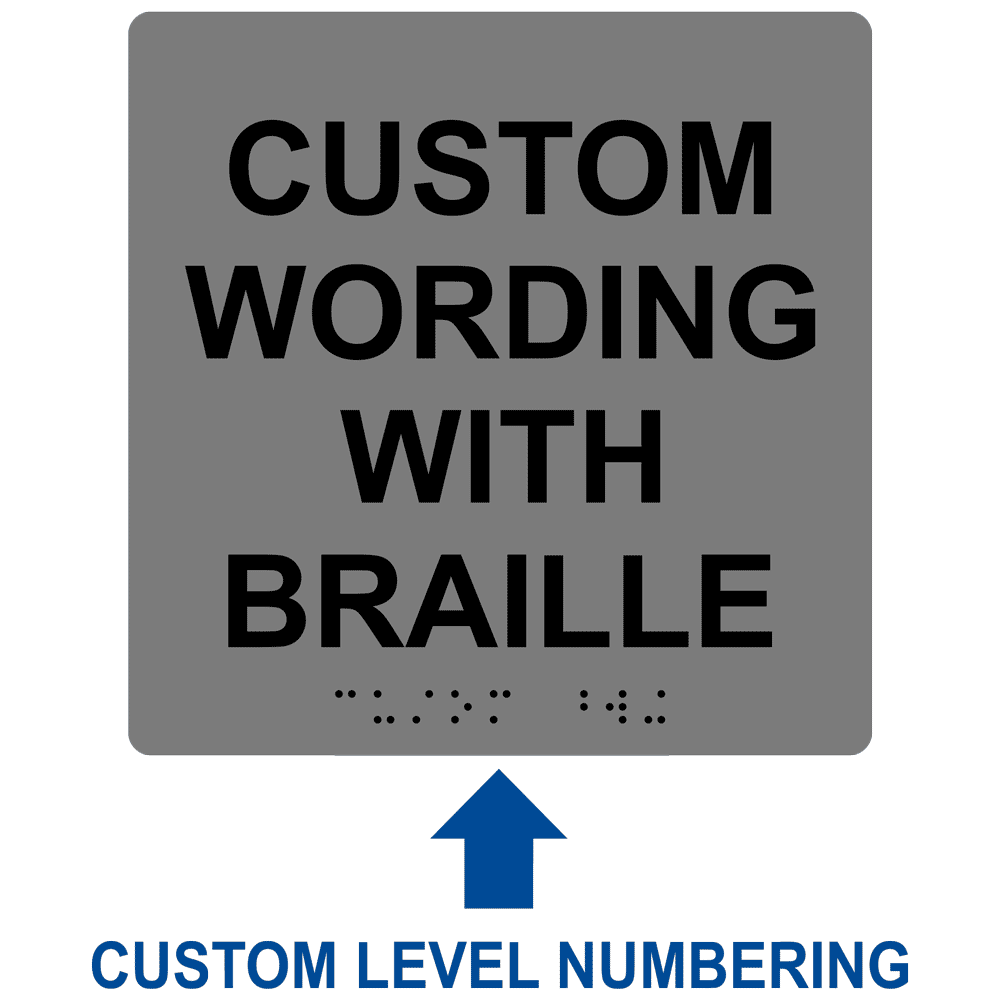 ADA Custom Wording Braille Sign RRE680CUSTOM_BLKonGray Information