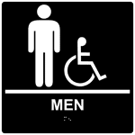 ADA Men Braille Sign RRE-150-99_WHTonBLK Mens / Boys