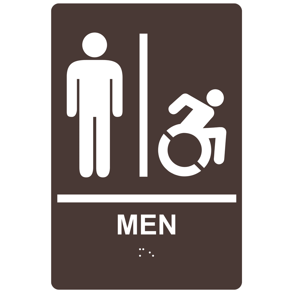 Braille Men Restroom Sign With Dynamic Accessibility Symbol RRE150R