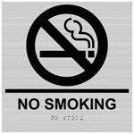 ADA No Smoking (Braille = No Smoking) Sign RRE-195-99_BLKonBRSLVR