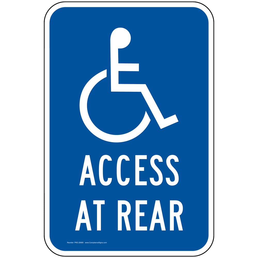 ADA Access at Rear Sign PKE-20680 Parking Handicapped