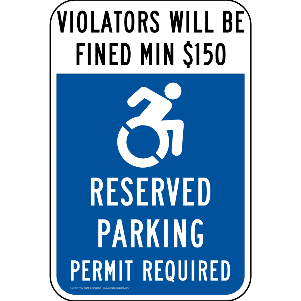Connecticut Accessible Parking 150 Fine Reflective Sign PKE35215CT