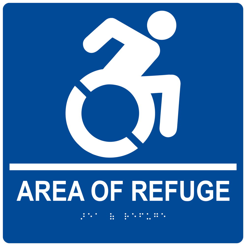 Area Of Refuge Braille Sign With Dynamic Accessibility Symbol RRE-910R ...