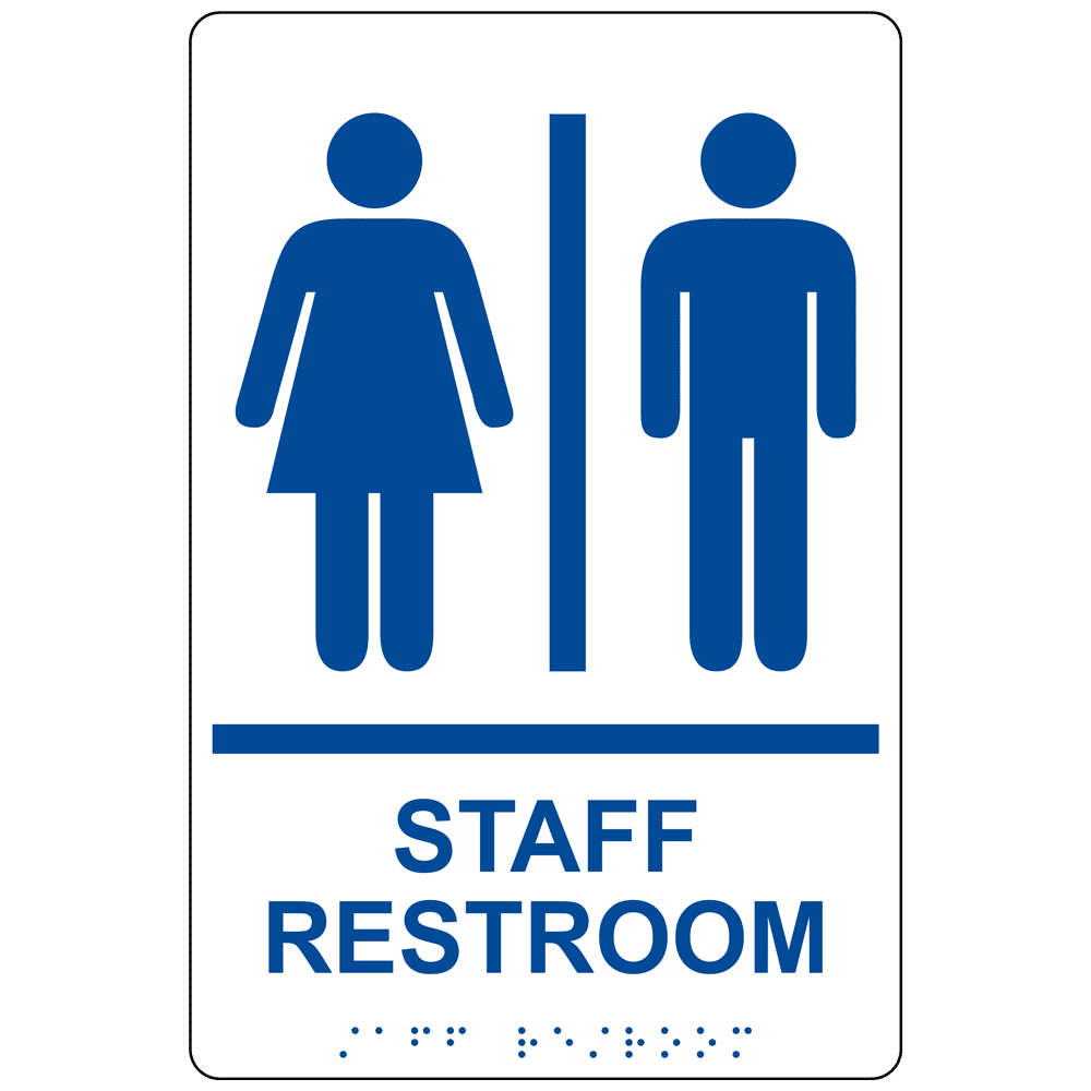 ADA Staff Restroom With Symbol Braille Sign RRE-14833_BLUonWHT