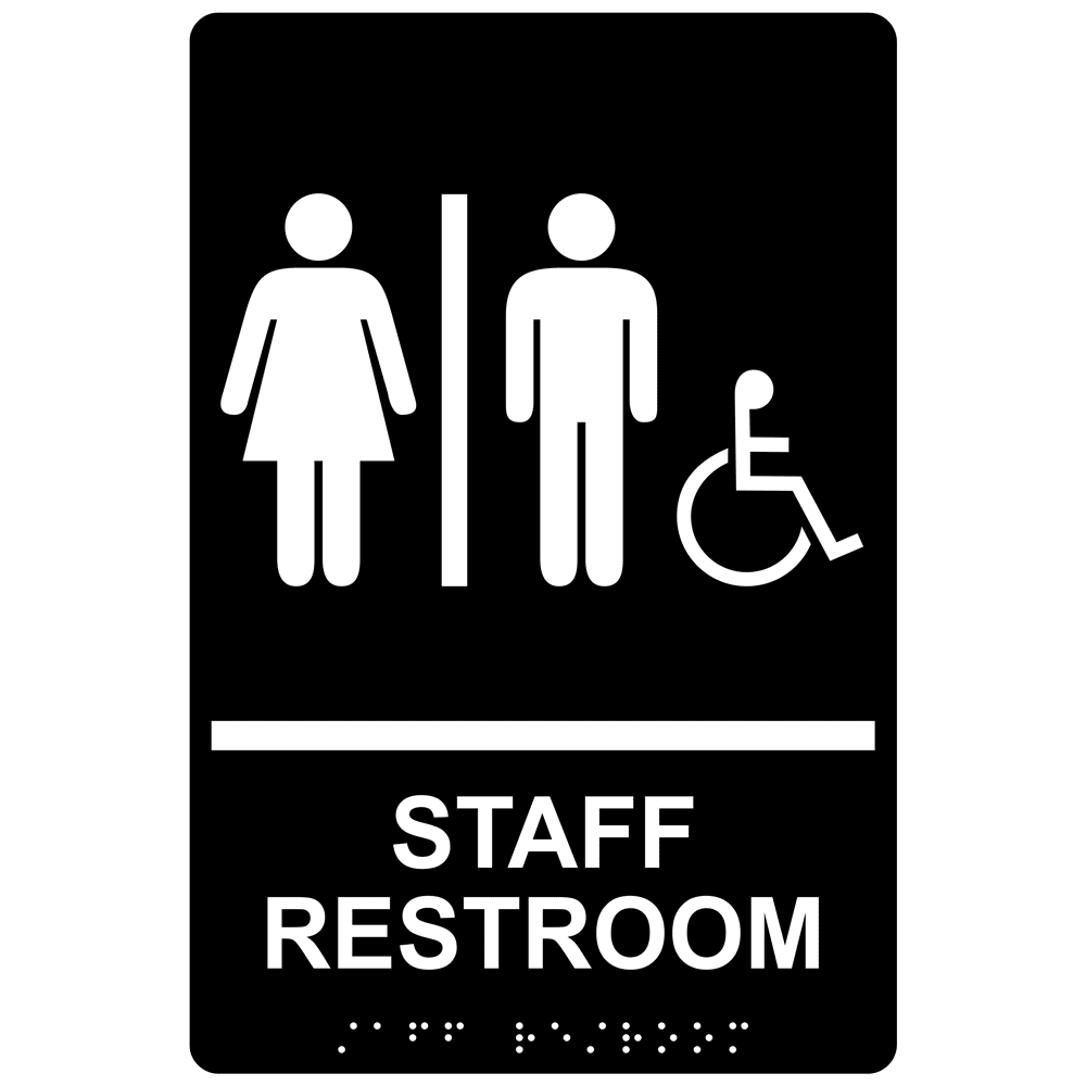 ADA Staff Restroom With Symbol Braille Sign RRE-14834_WHTonBLK