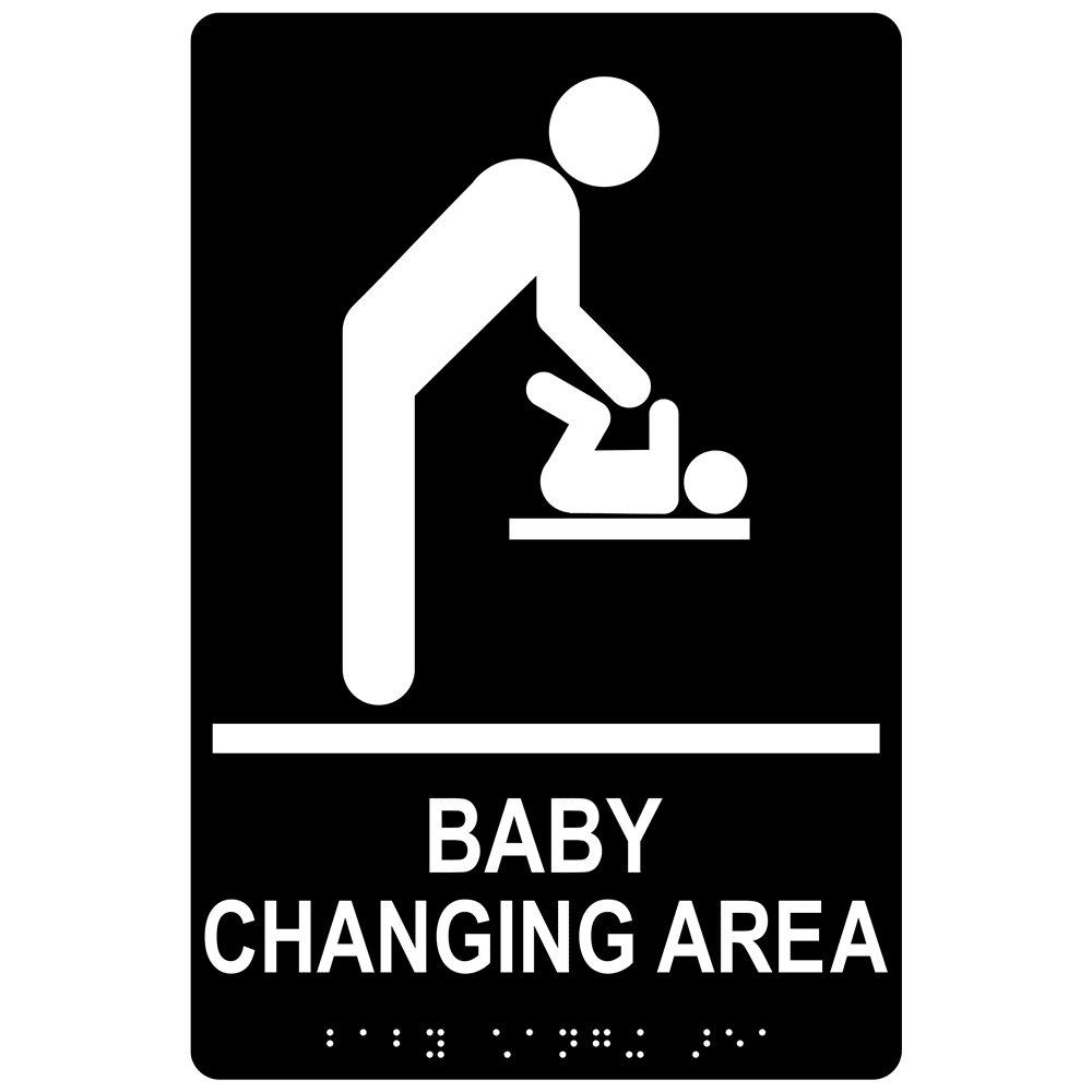 ADA Baby Changing Area Braille Sign RRE175_WHTonBLK Restroom General