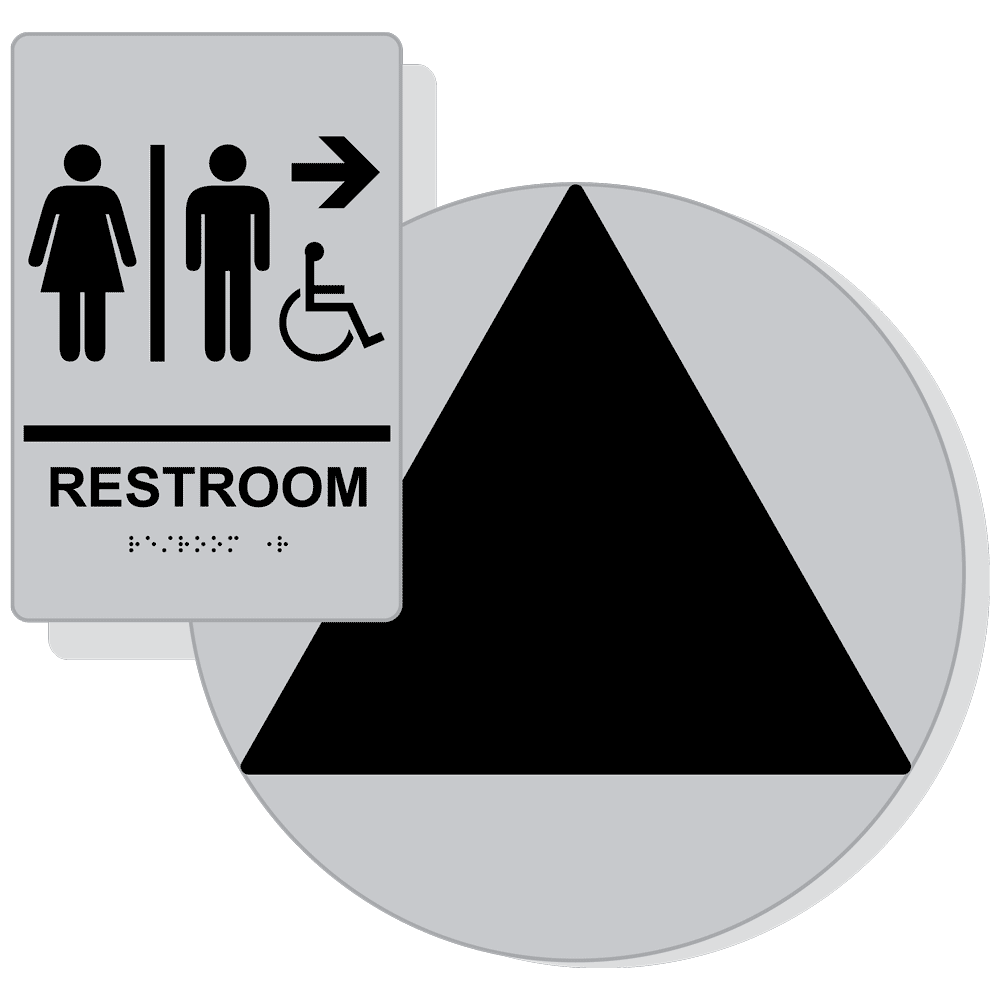 California Title 24 Restroom Sign Set RRE14819_DCT_T24Set_BLKonSLVR