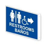 Restrooms With Symbol Right Sign RRB-6987Proj-WHTonBLU Restrooms