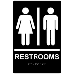 ADA Restrooms With Symbol Braille Sign RRE-105_WHTonBLK Restrooms
