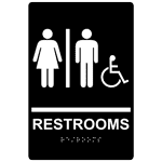 ADA Restrooms With Symbol Braille Sign RRE-115_WHTonBLK Restrooms