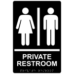 ADA Private Restroom With Symbols Braille Sign RRE-14816_WHTonBLK