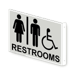 Restrooms Sign With Symbol RRE-7015Proj-BLKonPRLGY Restrooms