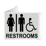 Restrooms Sign With Symbol RRE-7015Tri-BLKonPRLGY Restrooms