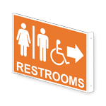 Restrooms White on Orange Sign With Symbol RRE-7020Proj-WHTonORNG Restrooms