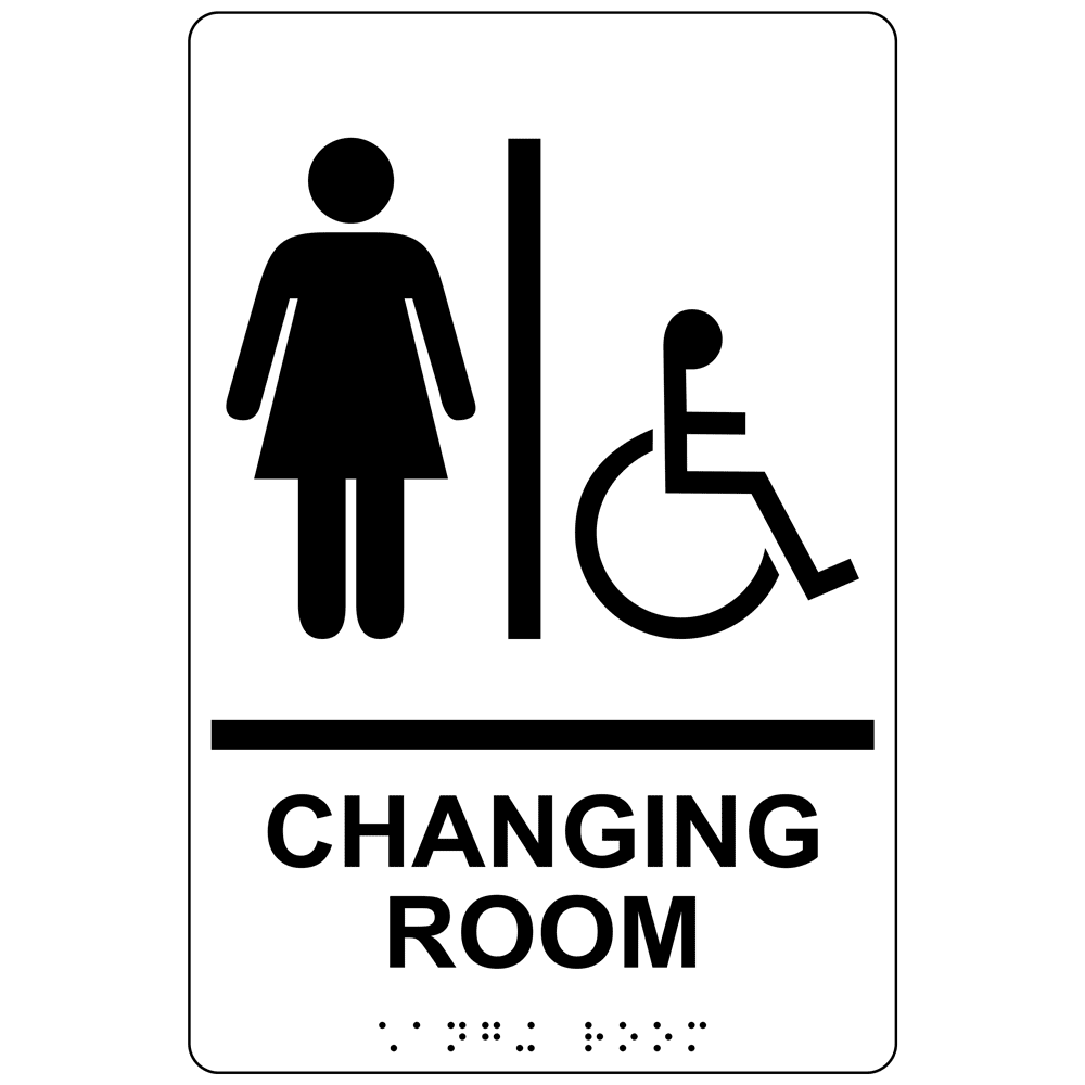 ADA Womens Changing Room Braille Sign RRE-14777_BLKonWHT Wayfinding