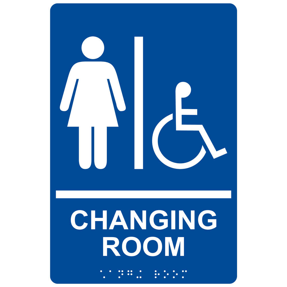 Woman Changing Sign ADA Womens Changing Room Braille Sign RRE-14777_WHTonBLU Wayfinding