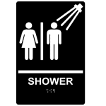 ADA Shower With Symbol Braille Sign RRE-14831_WHTonBLK Wayfinding