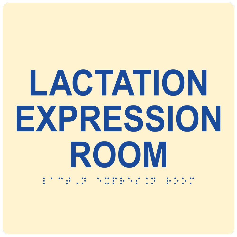 Square Ivory ADA Braille LACTATION EXPRESSION ROOM Sign RRE-37150-99-Blue_on_Ivory