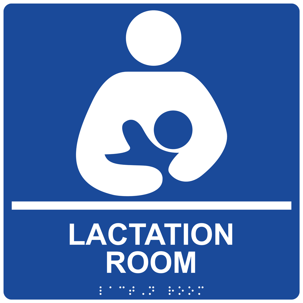 ADA Braille Lactation Room Sign with Symbol RRE37151WHTonBLU